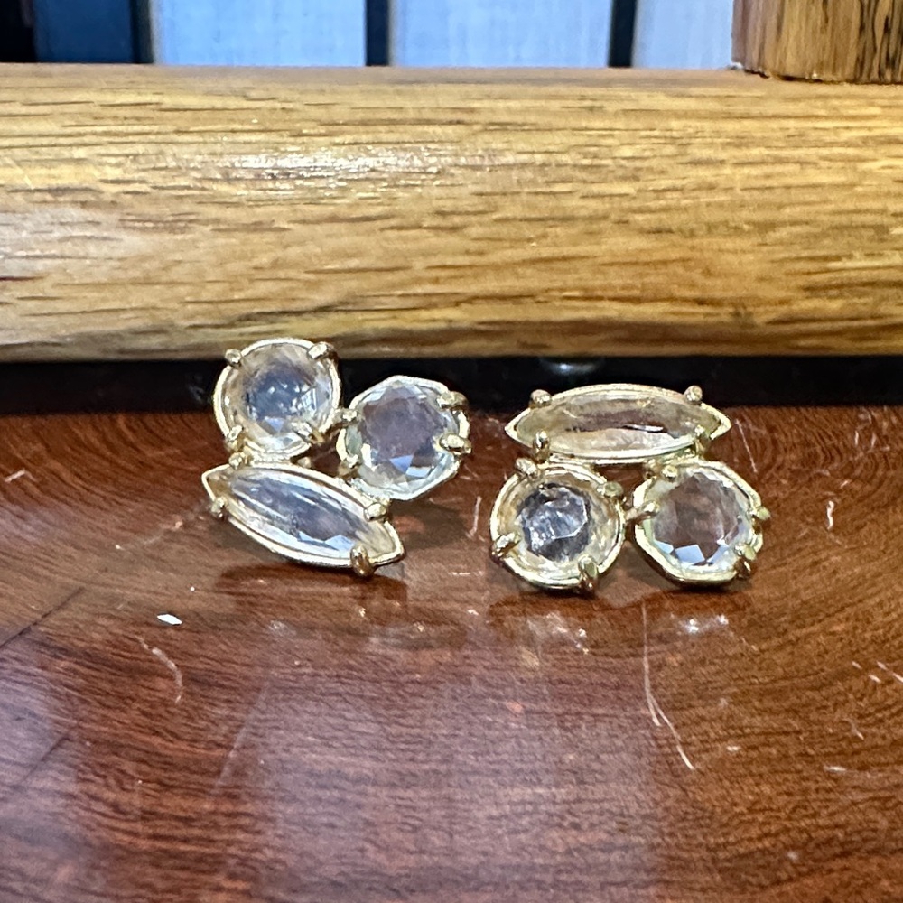 KATE SPADE NY CRYSTAL CLEAR CLUSTER EARRINGS 14K gold filled posts
